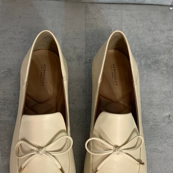 AEROSOLES Off White Mila Round-Toe Slip-On Stacked Block Heel Loafers SZ 9.5 - Picture 5 of 7